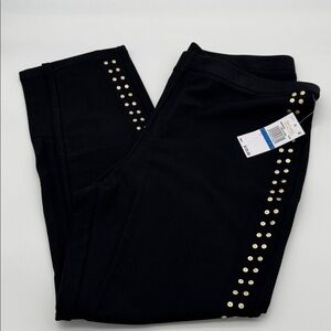 MICHAEL Michael Kors Black Women's Slim Gold Studded Leggings Sz XL NWT